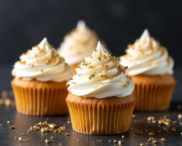 Cupcake con decorazioni dorate commestibili